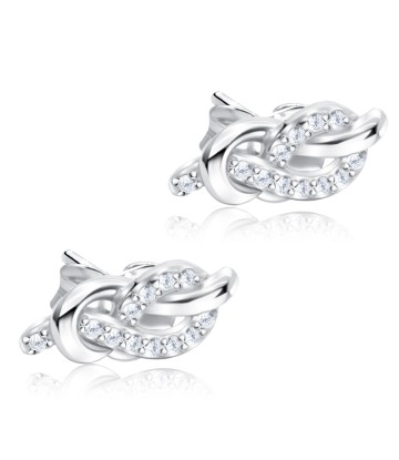 Knot Designed with CZ Stone Silver Ear Stud - STS-5077